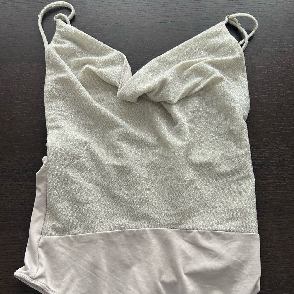 cowel neck sparkle bodysuit